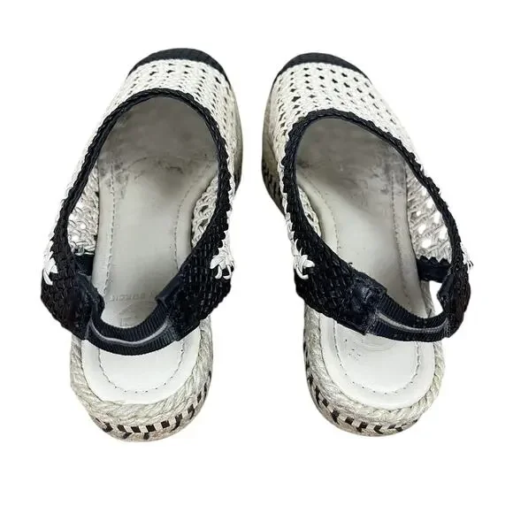 Tory Burch Dandy Woven Leather Slingback Espadrille Sandals Beach Resort Size 8 - Picture 7 of 9